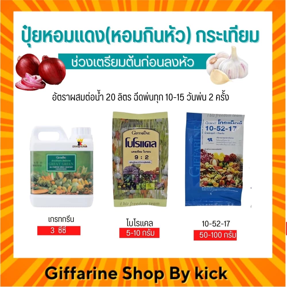 [ส่งฟรี] ปุ๋ย กิฟฟารีน ปุ๋ยหอมแดง กระเทียม ช่วงเตรียมต้นก่อนลงหัว Giffarine