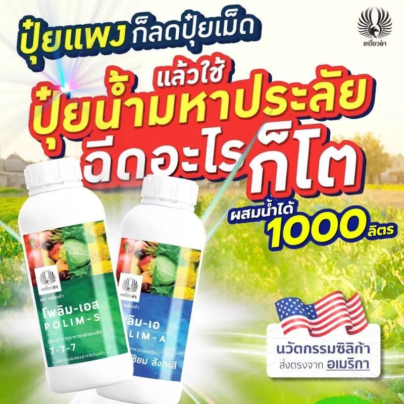 [ปุ๋ยน้ำชุดคู่หู] รวมอาหารพืชใช้ทดแทนปุ๋ยเม็ด ปุ๋ยข้าว ปุ๋ยข้าวโพด ปุ๋ยมัน ปุ๋ยอ้อย ปุ๋ยทุเรียน ตราเหยี่ยวดำ โพลิมเอส-เอ