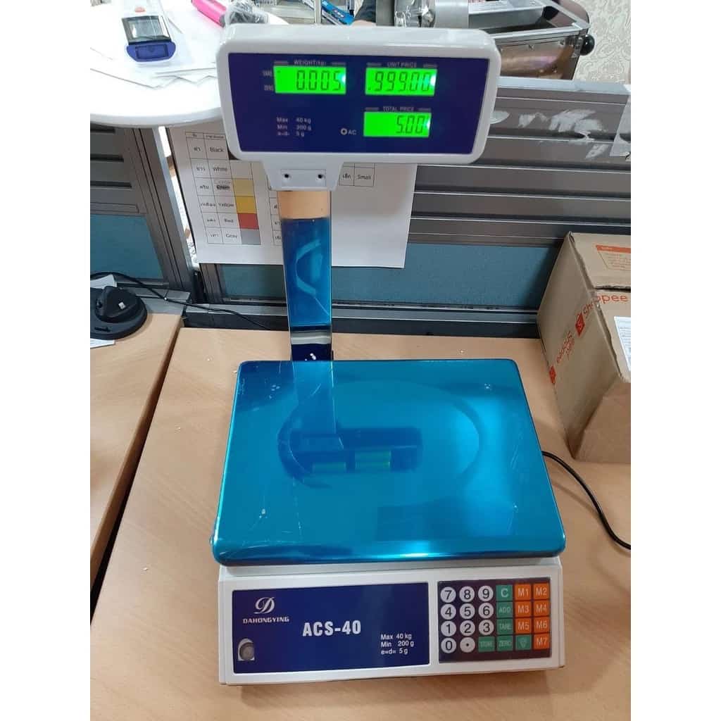 เครื่องชั่งคิดราคา เครื่องชั่ง ตราชั่งACS-40 พิกัด 40Kg Min200g เออเร่อ5g SET SEROเครื่องชั่งดิจิตอล -สินค้ามี -