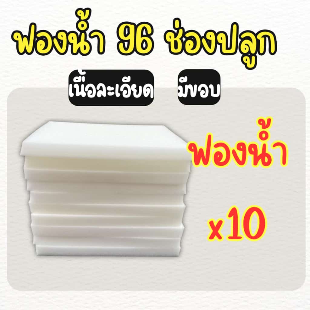 ฟองน้ำเพาะเมล็ด ฟองน้ำเพาะผักไฮโดรโปนิกส์ ผักสลัด 96 ช่องปลูก เนื้อละเอียด แบบมีขอบ