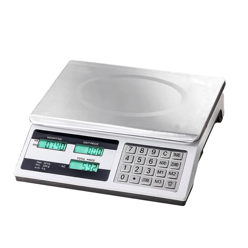 เครื่องชั่งดิจิตอล สูงสุด 40 กก ใช้ได้ทั้งแบตเตอรี่ ไฟเสียบไฟ 40KG กิโลชั่งน้ำหนัก แบบคำนวณราคา คิดราคาในตัว