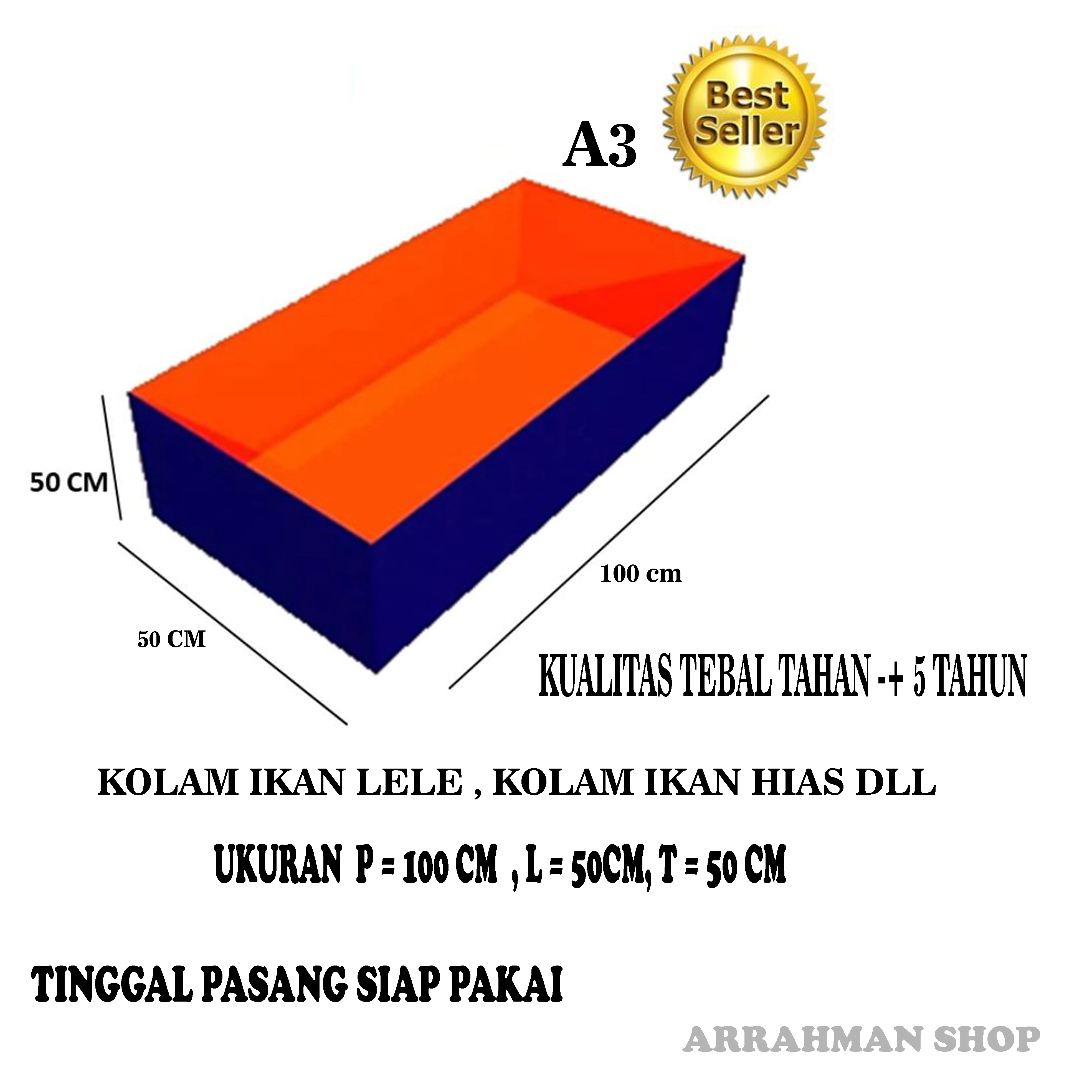 TARPAULIN สําหรับ CATFISH POND TYPE A3 100X50X50 CM - THICK TARPAULIN สําหรับปลา POND