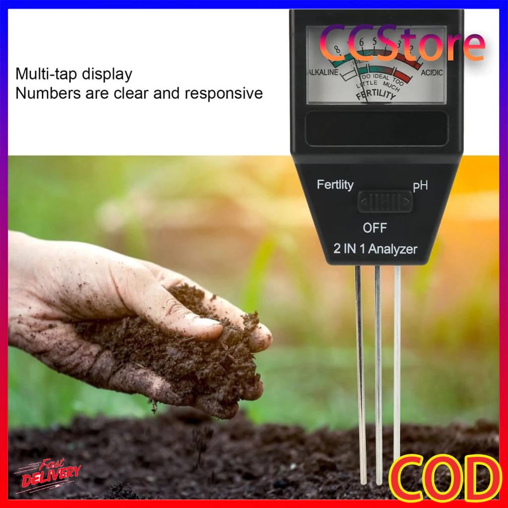 เครื่องตรวจดิน เครื่องวัดค่าดิน ph 2 in 1 วัดค่าปุ๋ย NPK เครื่องวัดกรดด่างของดิน Soil PH Meter…