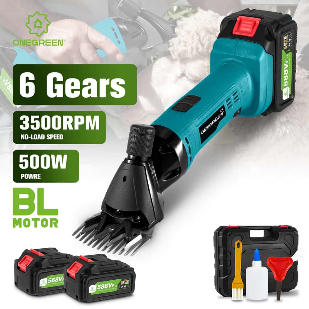 ONEGREEN 6 ความเร็ว 13 ฟันไฟฟ้ากรรไกรขนสัตว์สัตว์เลี้ยงเครื่องขนสัตว์ตัดแพะเลี้ยงเฉือนอุปกรณ์สําหรับ Makita 18V แบตเตอรี่ Pin