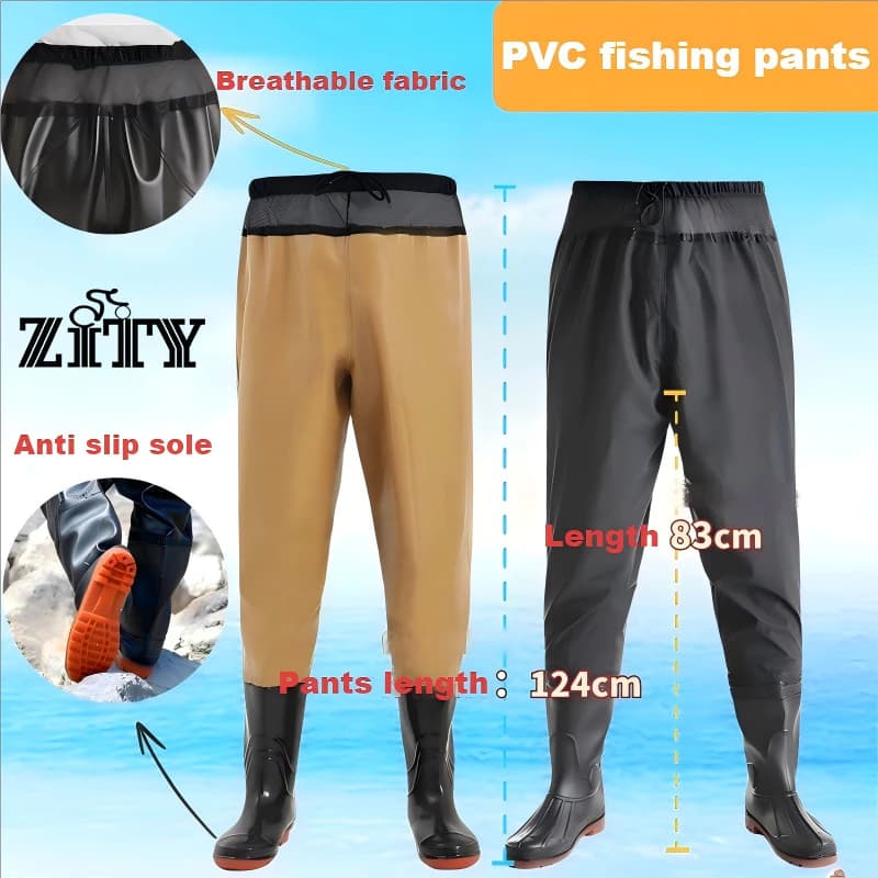 ZITY PVC กันน้ําสูงรองเท้า Wading กางเกงตกปลารองเท้าทําฟาร์ม Farmland กางเกง