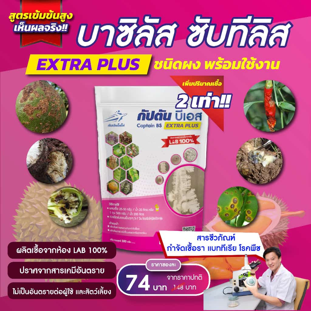 กัปตันบีเอส สูตรเข้มข้นเชื้อ 2 เท่า อัพอาหารเชื้อ บาซิลลัส ซับทิลิส แบบผง(100กรัม) ปลอดภัย 100%