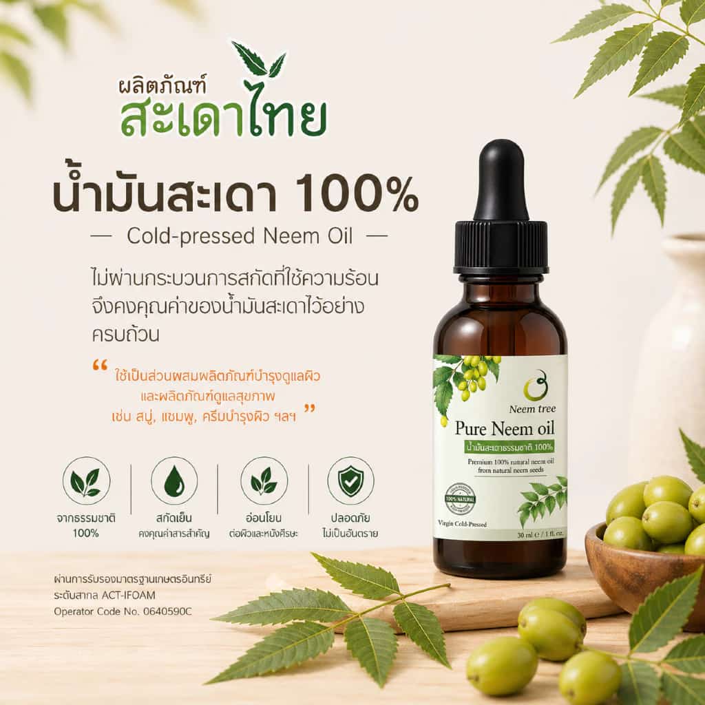 Neem Tree 3 - Pure Neem Oil น้ำมันสะเดาบริสุทธิ์ ขนาด 30 ซีซี