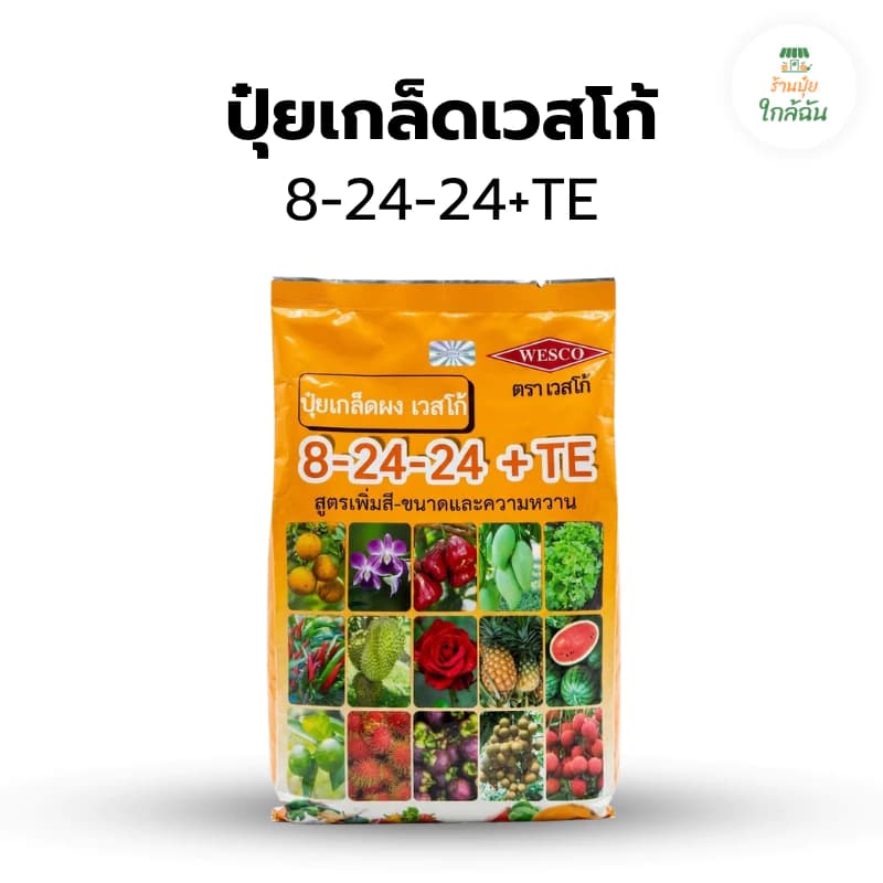 ปุ๋ยเกล็ด เวสโก้ สูตร 8-24-24+TE ปุ๋ยสะสมอาหาร เร่งออกดอก ปุ๋ยหวานขยายผล ปุ๋ยทุเรียน ลำไย มะม่วง ขนาด 1 กก.
